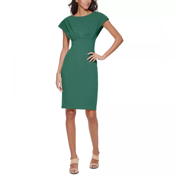 Calvin Klein Dresses & Skirts - Calvin Klein Emerald Green Cap-Sleeve Sheath Dress Sz 12